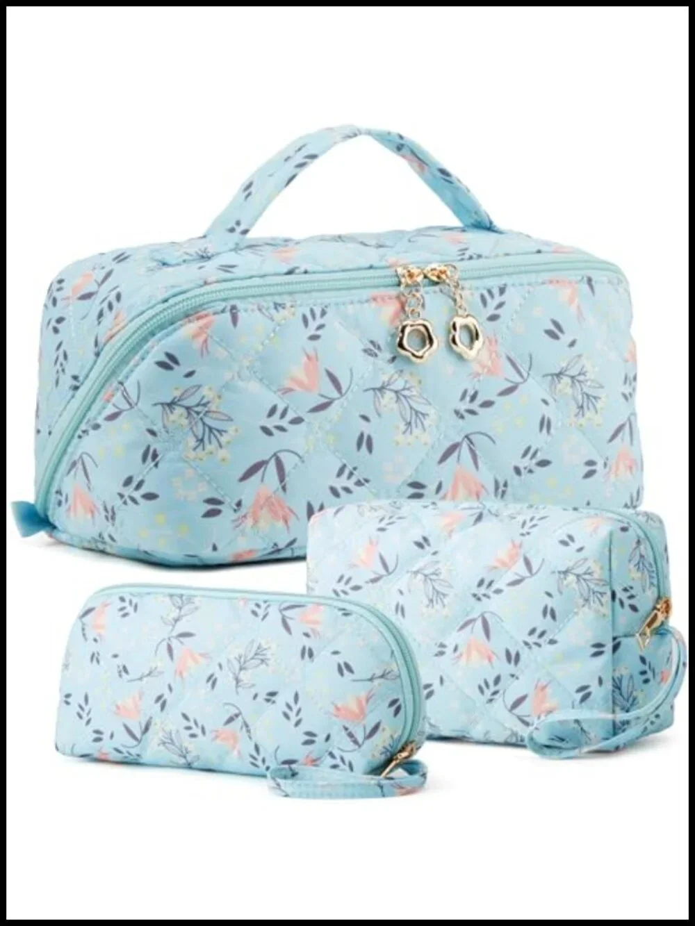 Quilted Puffer Cosmetic Bag, Waterproof Padded Makeup Organizer, Travel